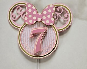 Minnie Mouse Cake Topper: Pastel Birthday Party Decor