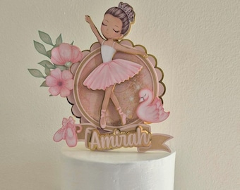 Roze ballerina taarttopper, roze tutu verjaardagsfeestje decor.