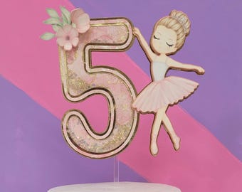 Ballerina taarttopper, roze tutu verjaardagsfeestje decor.