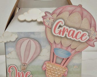 Hot Air Balloon Favor Box: First Birthday Party Decoration