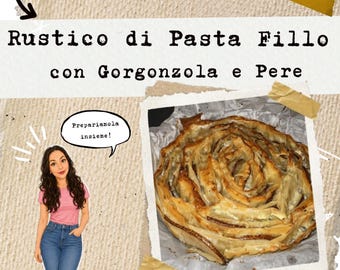 Przepis do druku w formacie PDF – Rustico di Pasta Filo z gorgonzolą i gruszkami – Ilustrowany przepis krok po kroku – Pomysł na łatwy brunch