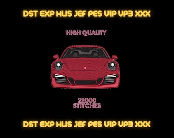 Porsche 911  Embroidery Design – Digital Embroidery File | Sports Car Machine Stitch Pattern