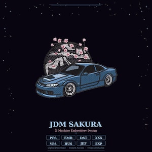 Diseño de bordado para Nissan Silvia / Patrón de bordado para coche JDM (4 tamaños incluidos)