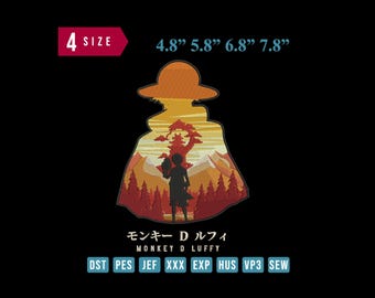 Luffy Embroidery Design – Digital Embroidery File  One Piece Anime Stitch Pattern