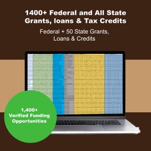 1400+ Business Grants, Tax Credits & Incentives Database: Federal and 50 States (Excel Spreadsheet)