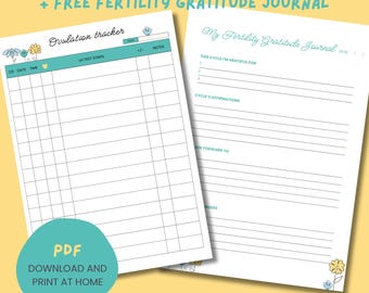 Ovulation Tracker Printable, Fruchtbarkeitsplaner PDF, TTC Zyklus Tracker, BBT Diagramm + gratis Journal