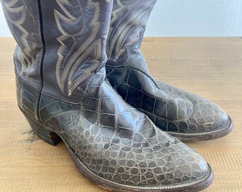 Vintage Exotic Shark Skin Cowboy Boots | Brown | Men display picture 2