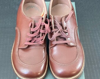 Vintage Kids Brown Leather Blucher Oxford Shoes -Toddler Boy Size 10.5 - 60s NOS