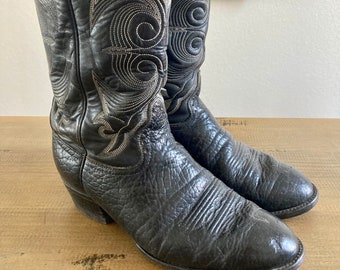 Vintage Hondo Black Leather Western Boots - Cowboy Boots