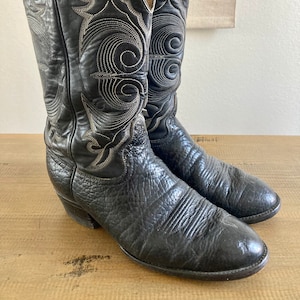 Vintage Hondo Black Leather Western Boots - Cowboy Boots Size 9E Men