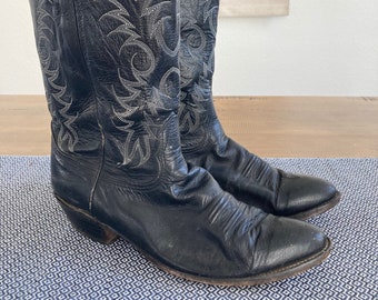 Vintage Nocona Black Leather Cowboy Boots Western Boots Size 11 D