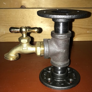 Industrial Shelf Bracket/Candle Holder With Brass Valve Farmhouse Décor Steampunk