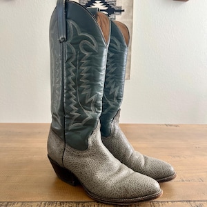 Vintage Morgan Miller Gray Western Boots - Pre Owned Cowboy Boots Size 7.5 E