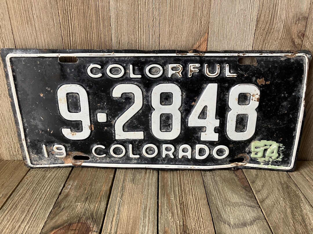 1954 Vintage Colorado License Plate Colorful Colorado Single Plate