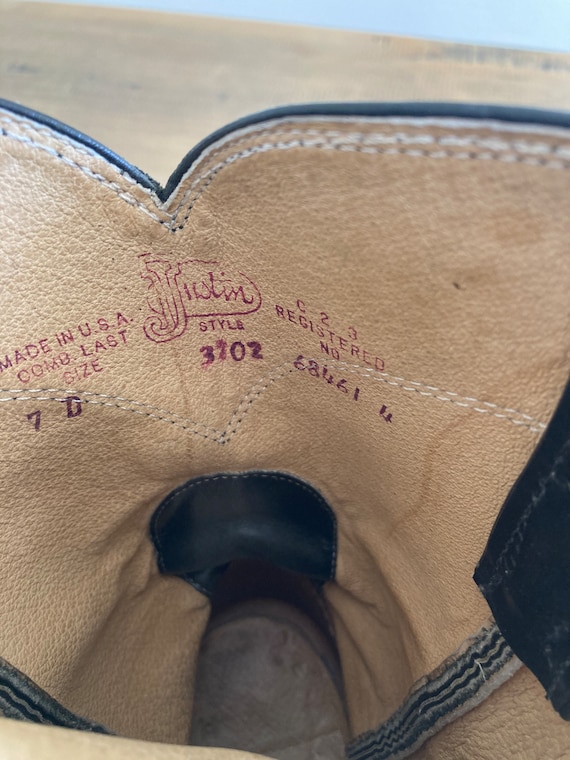 Vintage Justin's Black Leather Ropers Western Boo… - image 7