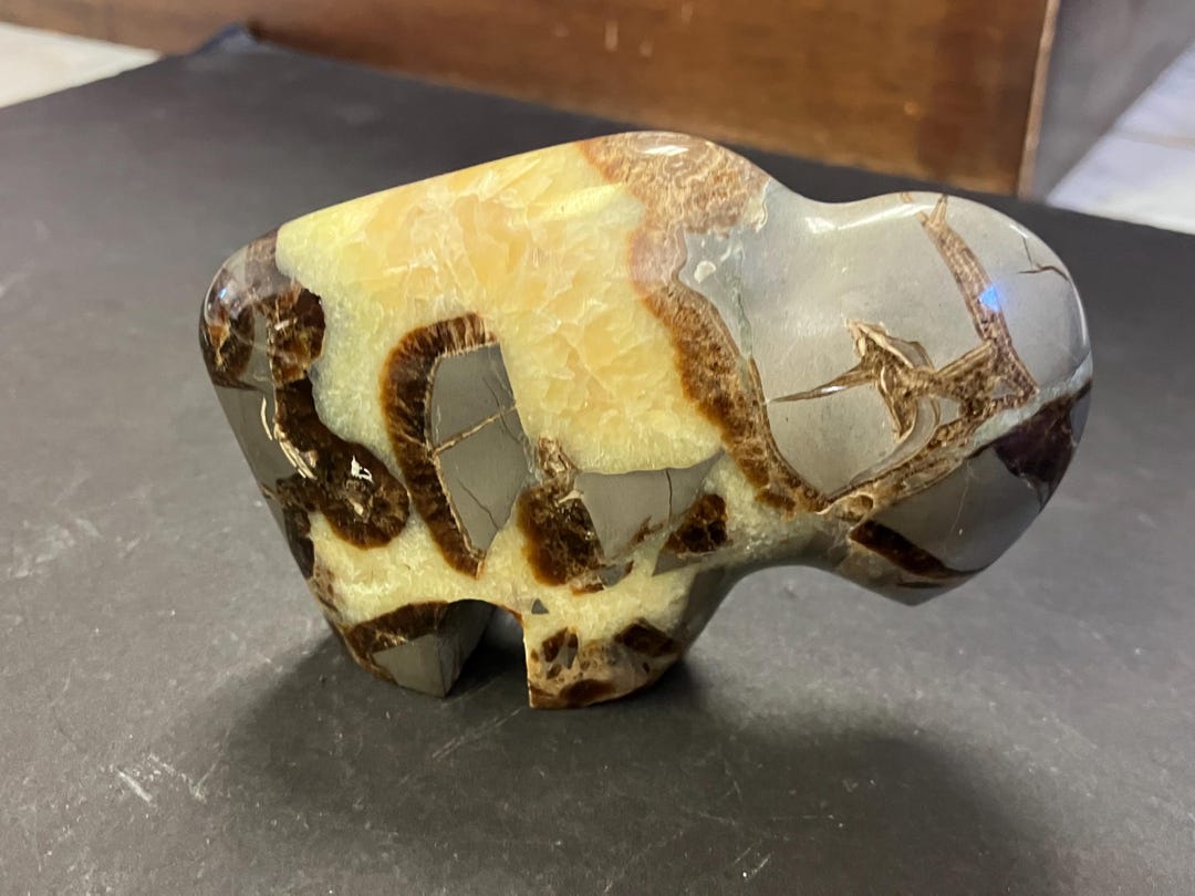Vintage Septarian Stone Carved Bison Buffalo Figurine D - Etsy