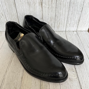 Vintage Youth Boys Black Leather Loafer Dress Shoes Size 4.5 - Randcraft Slip On NOS 50&#39;s-60&#39;s - Deadstock