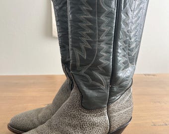 Bottes Western Homme Morgan Miller – Cuir Gris – Vintage – Pointure 7,5 E (US)