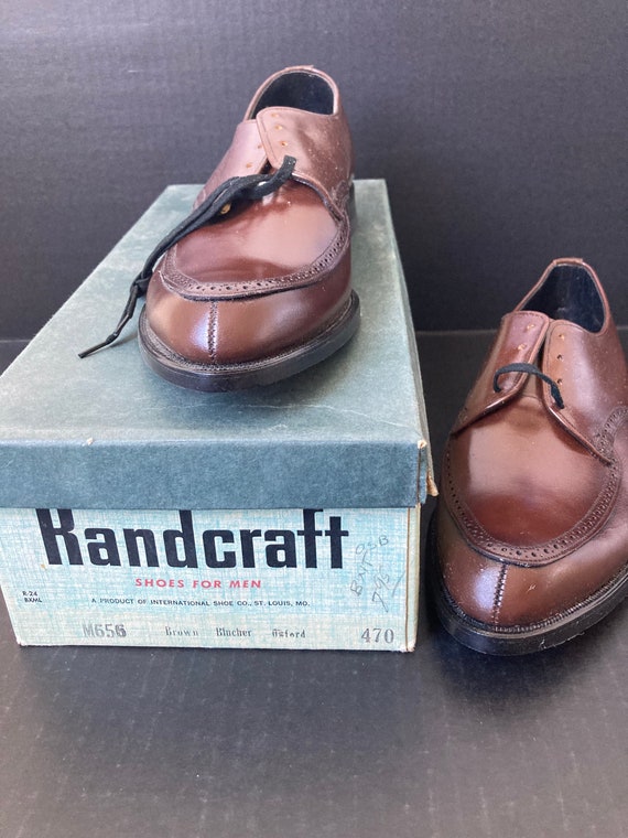 1950's-60's DEADSTOCK Rand Brown Leather Oxford S… - image 1