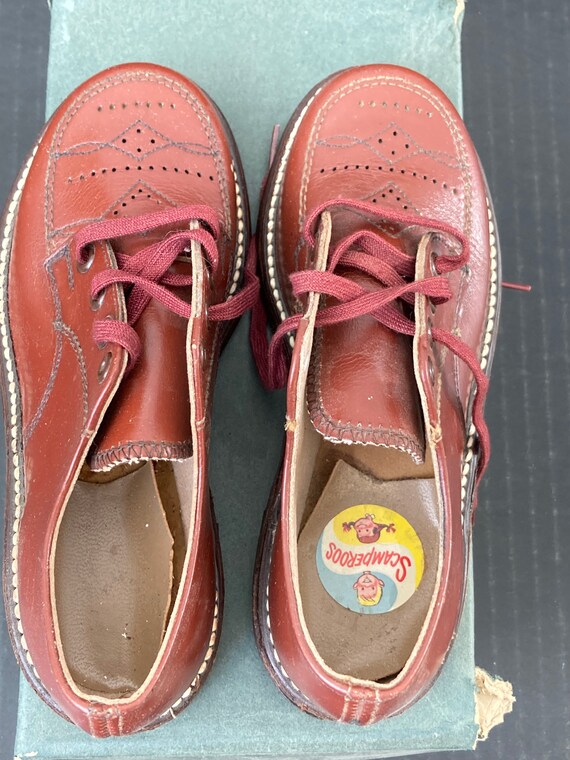 Vintage Kids Brown Leather Oxford Shoes - Toddler… - image 2