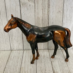 Vintage Solid Metal Horse - Copper/Brass/Bronze Colored Horse, Horse Figurine, Western, Decorative Metal Horse
