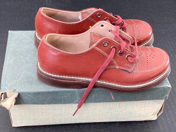 Vintage Kids Brown Leather Oxford Shoes - Toddler… - image 4