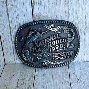 Vintage 1990 Hesston NFR National Finals Rodeo Commemorative Belt Buckle –