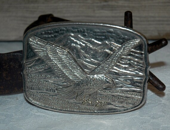 Vintage 1970's Eagle Belt Buckle - Numbered 237134 - image 1