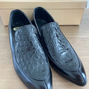 Vintage Men&#39;s Black Leather Slip On Dress Shoes Calumet Size 8 NOS 1950&#39;s-60&#39;s Deadstock