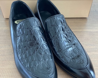 Vintage Men's Black Leather Slip On Dress Shoes Calumet Size 8 NOS 1950's-60's Deadstock