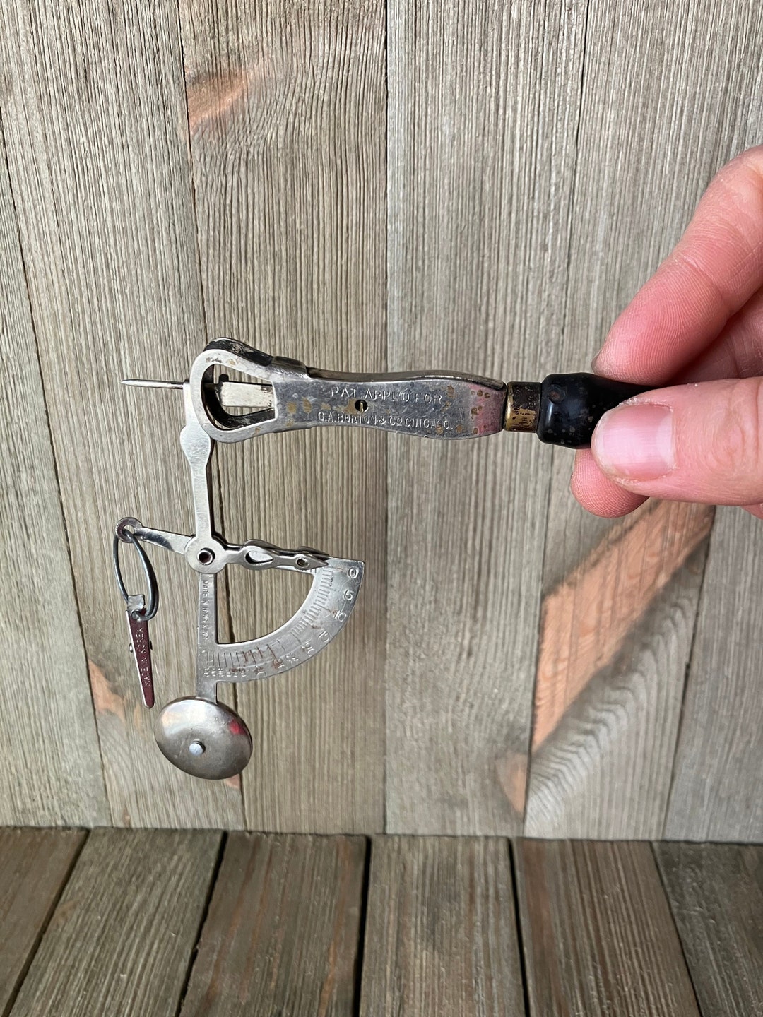 Vintage Handheld Postal Scale 4oz CA Burton & Co. Chicago Pocket Scale