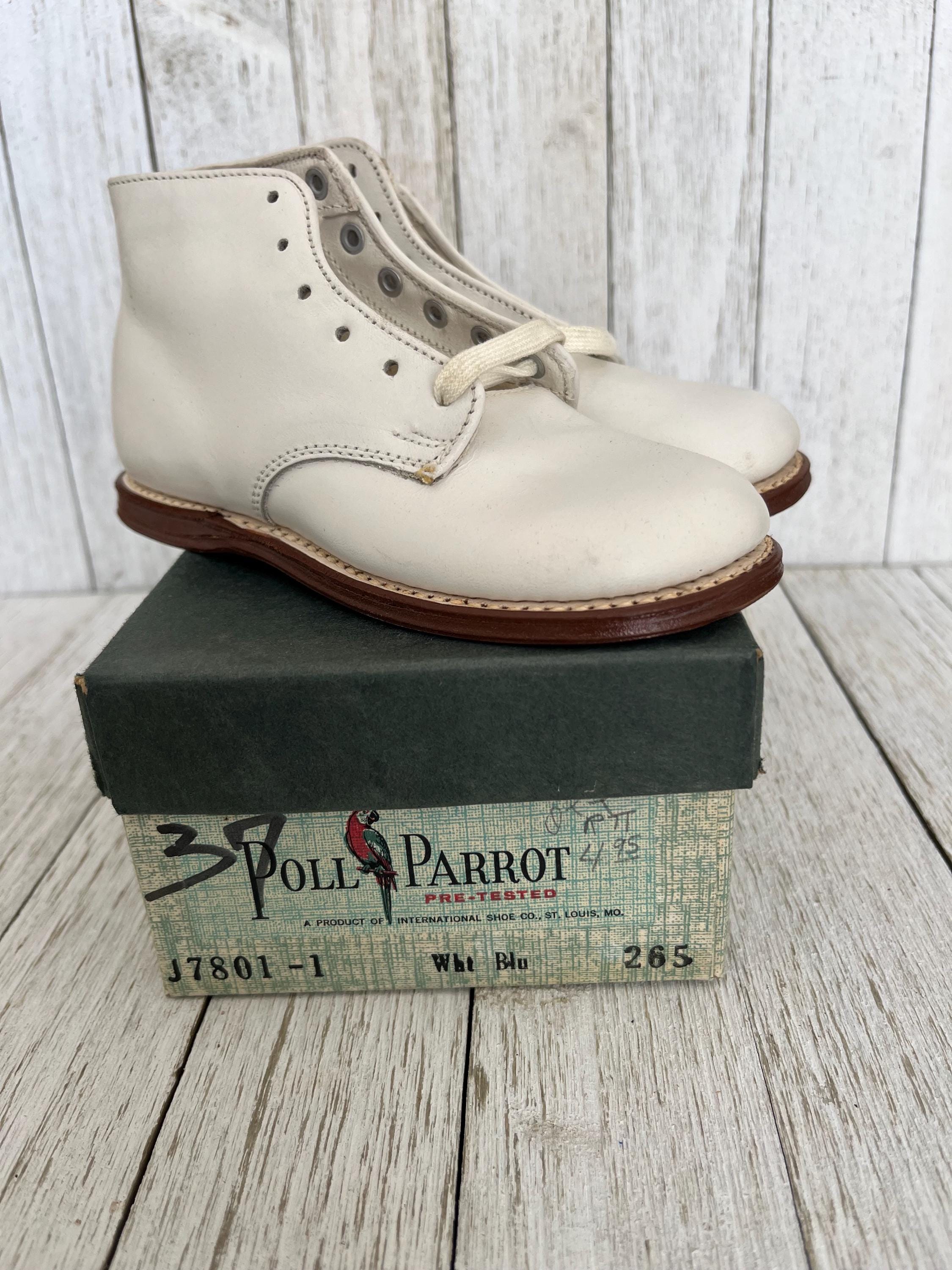 Chaussures Vintage Fille - Poll Parrot - Taille 7 - Cuir Blanc - Années 50-60