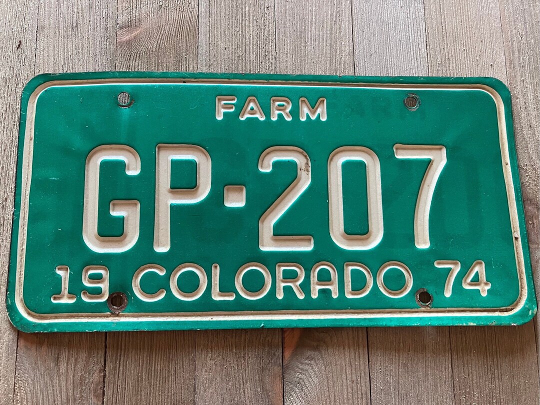 1974 Vintage Colorado Farm License Plate Pueblo County Colorado GP207