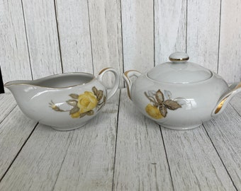 Vintage Cotillion by Japan Yellow Rose Cream and Sugar Bowl