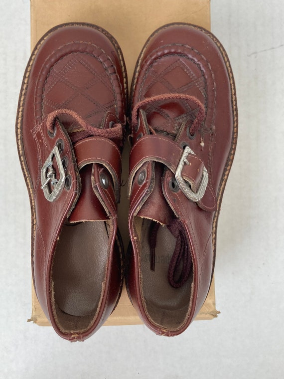 Vintage Kids Brown Leather Oxford Shoes - Toddler… - image 7