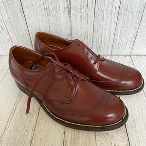 Vintage Youth Boys Brown Leather Dress Shoes Size 3.5 - Randcraft Blucher Oxford NOS 50&#39;s-60&#39;s - Deadstock