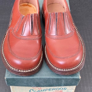 Vintage Kids Brown Leather Oxford Shoes - Toddler Boy Size 9.5 -1950&#39;s-60s NOS DEADSTOCK