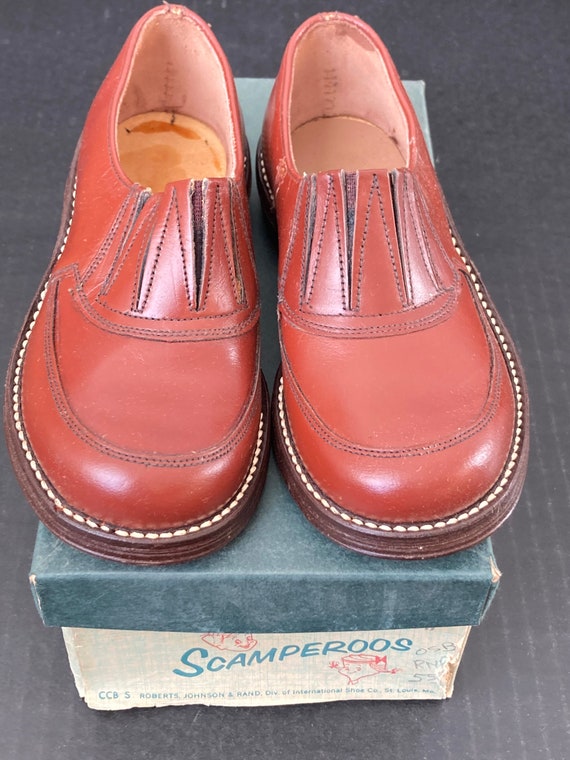 Vintage Kids Brown Leather Oxford Shoes - Toddler… - image 1