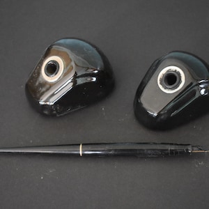 Nice Pair of 1940&#39;s Esterbrook Desk Set #144 Pen Holders/Paperweights With One Fountain Pen FREE SHIPPING