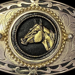 Fancy Vintage Horse Head Belt Buckle Fits Up to 1 1/2&quot; Belt Western Rodeo Southwestern Cowboy Cowgirl Rodeo Ranching
