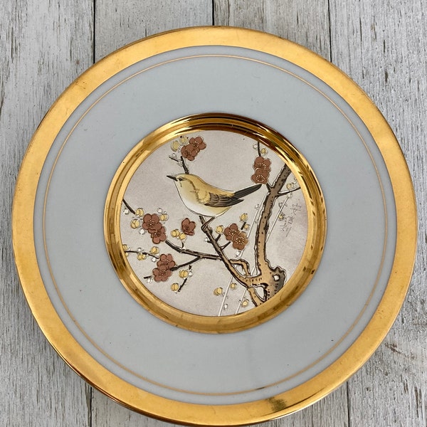 Vintage Japan "The Art of Chokin" Song Bird Gold Edged Plate Westland CO