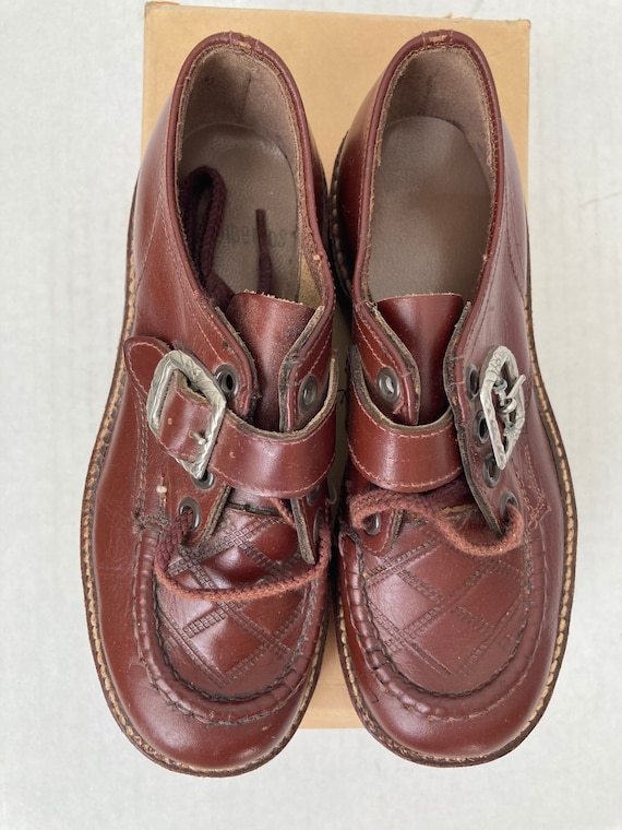 Vintage Kids Brown Leather Oxford Shoes - Toddler… - image 3