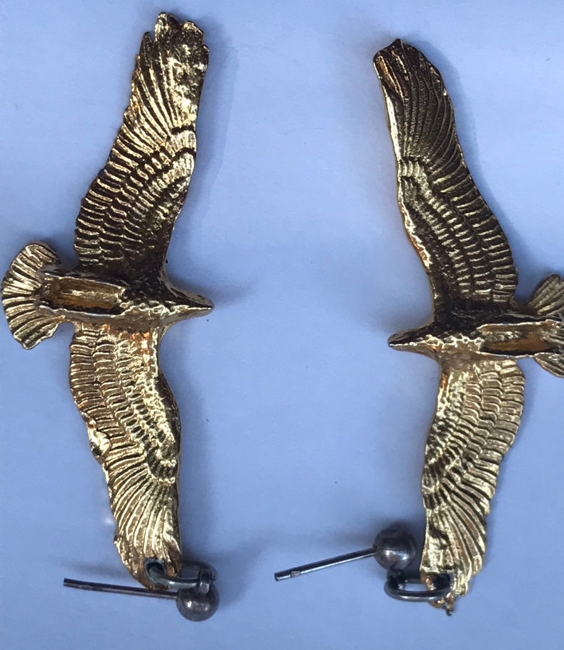 Gold Eagle Earrings Beautifully Detailed