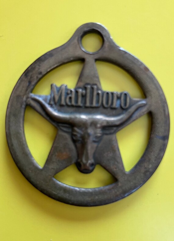 Vintage 1990's Brass Marlboro Key Chain Fob Charm 