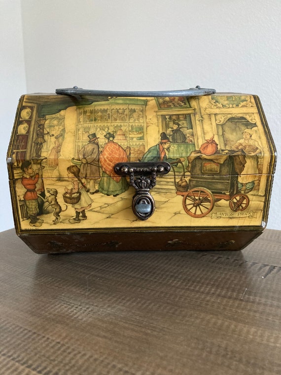 Vintage 1970's Decoupage Wooden Purse Anton Pieck 