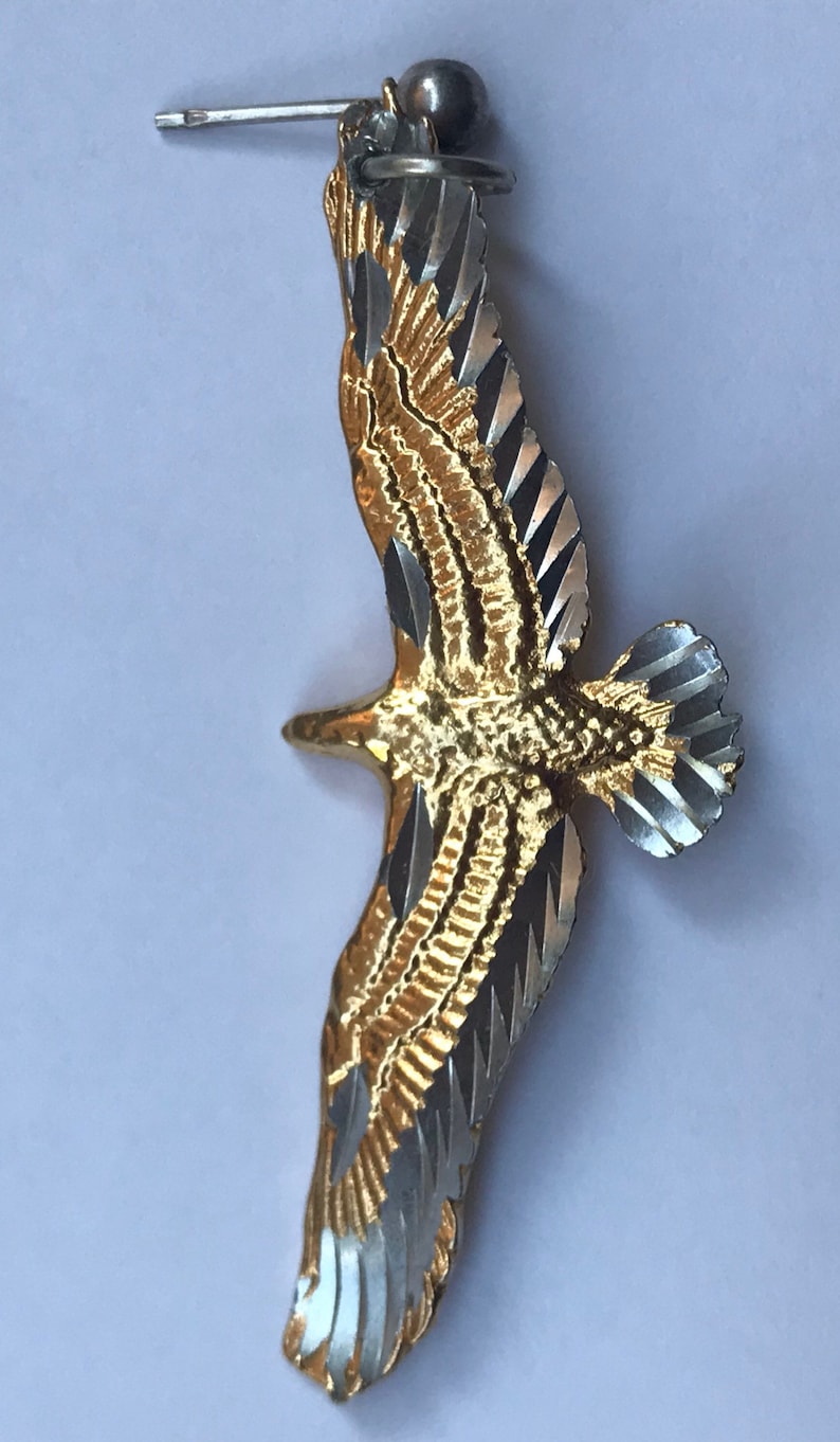 Gold Eagle Earrings Beautifully Detailed