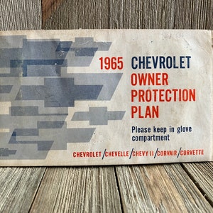 Vintage 1965 Chevrolet Owner Protection Plan with Protect-O-Plate Monza 6 Cyl. 2 Door Coupe Corvair