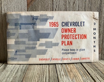 Vintage 1965 Chevrolet Plan de Protección al Propietario con Protect-O-Plate Monza 6 Cyl. 2 puertas Coupé Corvair