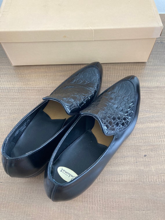 Vintage Men's Black Leather Slip On Dress Shoes C… - image 4