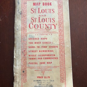 1956-57 St Louis and St Louis County Map H.E. Gross Gridded Hard to ...
